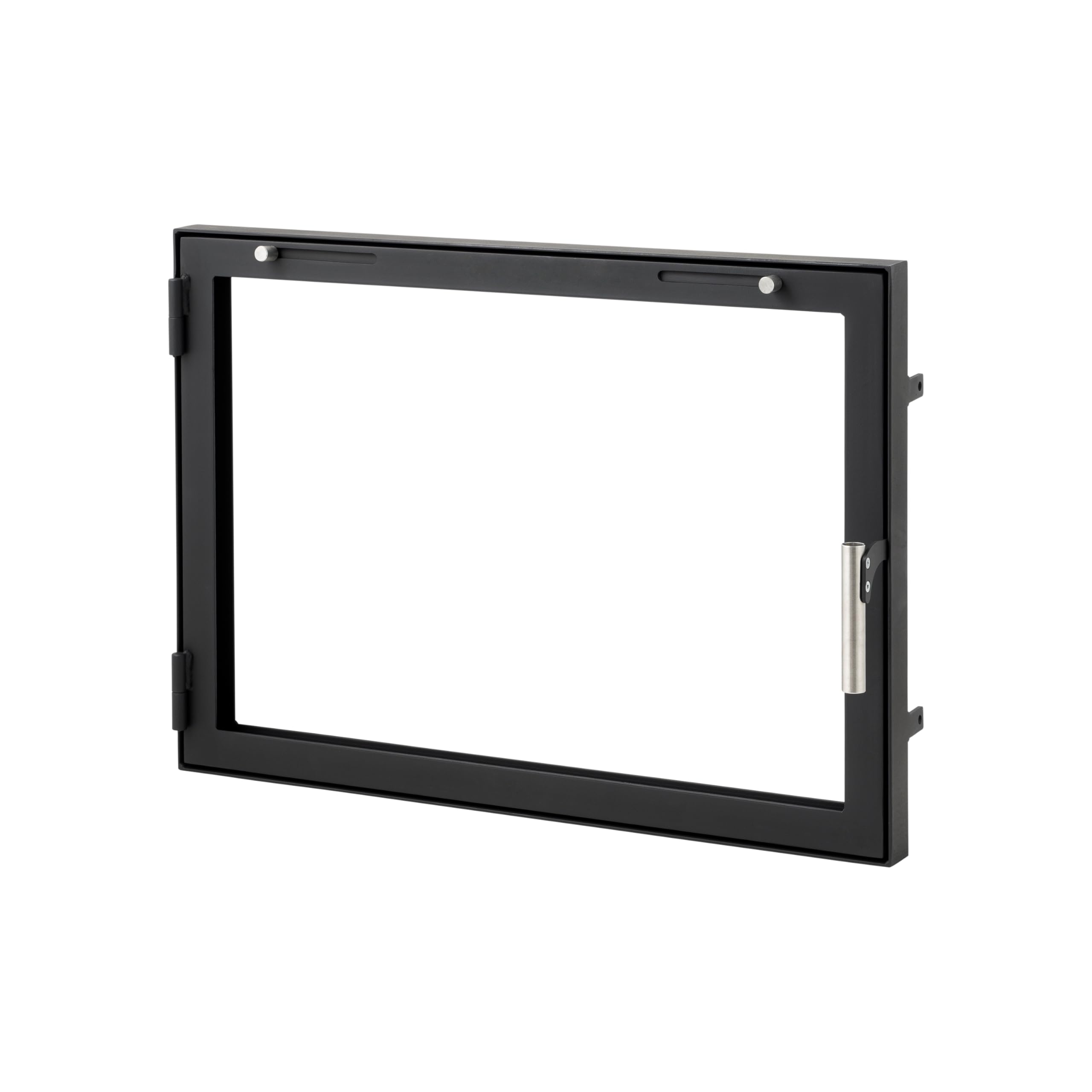 Puerta de horno de chimenea con vidrio para hornos de pizza y acero para calderas. Apertura: izquierda | Tirador a la derecha. Ventana grande. Accesorios de oro. Model D3. (100x70cm)