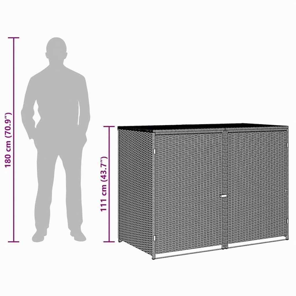 Abri de poubelle double Résine tressée Anthracite 148x77x111cm