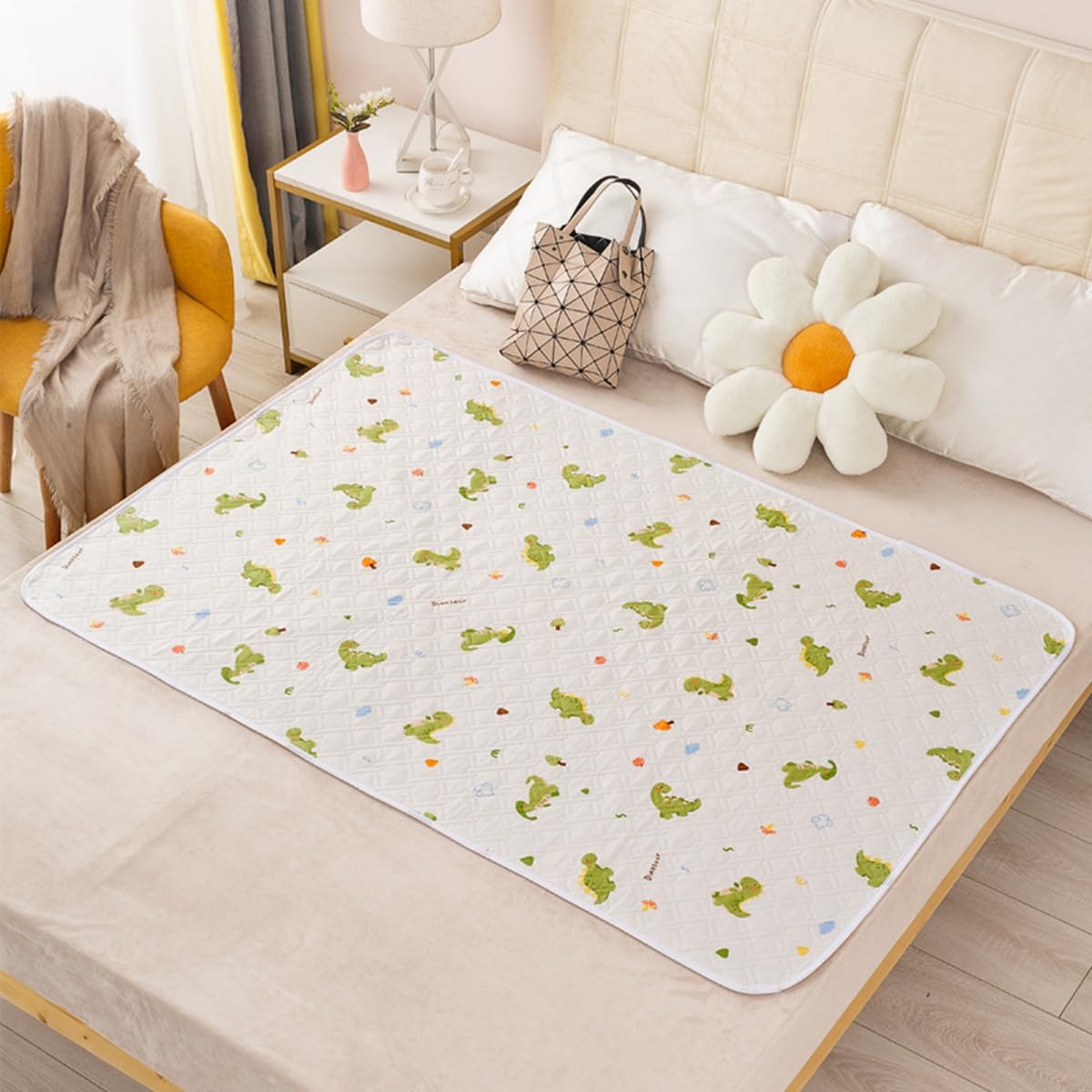 2 pezzi Traversa Letto Anziani Lavabile Riutilizzabili per Incontinenza, Bambino e Adulti, Coprimaterasso Assorbente Antiscivolo per Letto Singolo e Matrimoniale (Dinosauro 2,180x200cm)