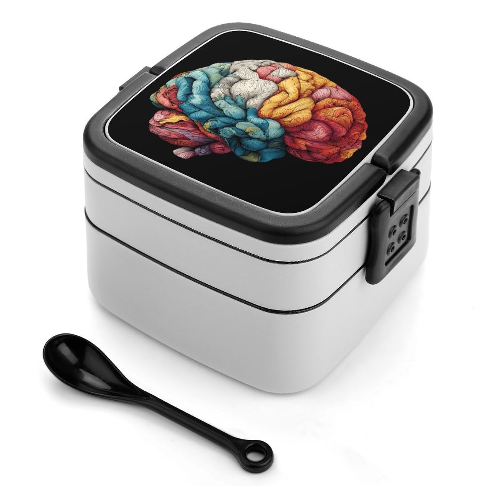 CGSBNGHA Colorful Brain Bento Lunch Box 2 Layer Lunchbox Food Container for Adults Office