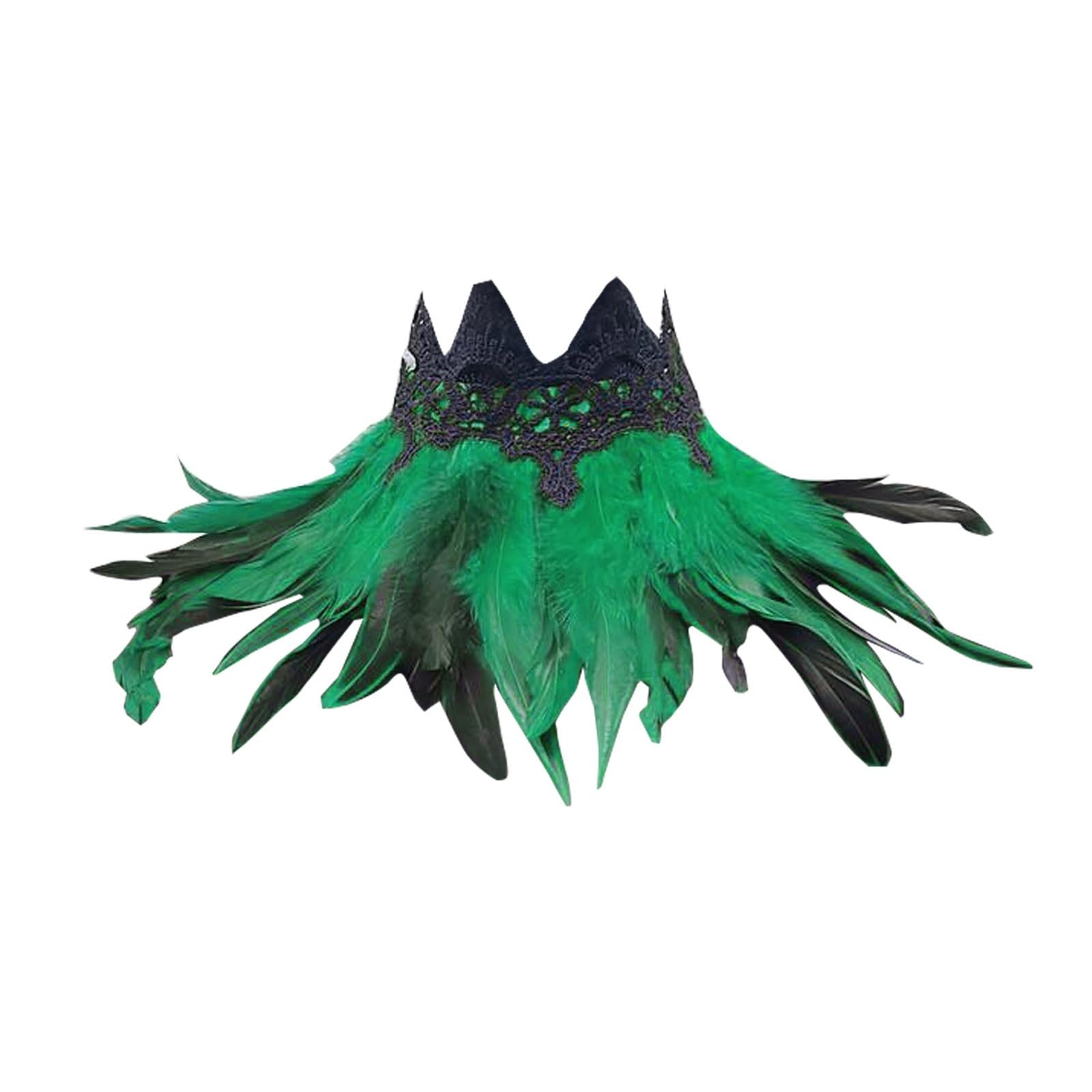 Black Witch Feather Collar Crow Shawl Cape for Women Halloween Costume,Feather Trim | Adjustable Collar | one-Size fits Most | Ideal for Halloween Parties & Cosplay