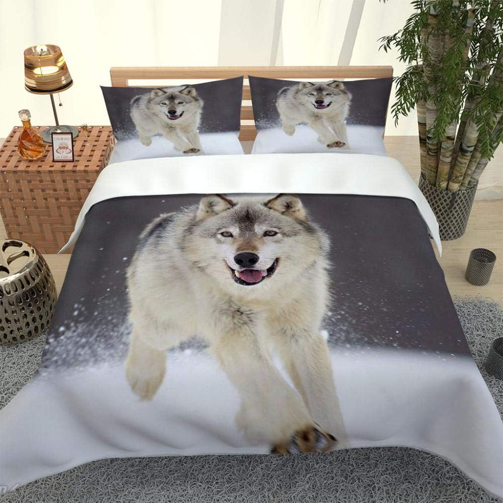 Hjlxdp 羽毛布団カバーキングサイズ白い雪のオオカミ 260 X 240 Cm ベッドカバー カバーレット ベッドカバーとしてセットされた3ピースのリッチプリントキングサイズキルト 軽量 柔らかく快適 寝具カバーセット カラー A 13 Www Hemicor Com
