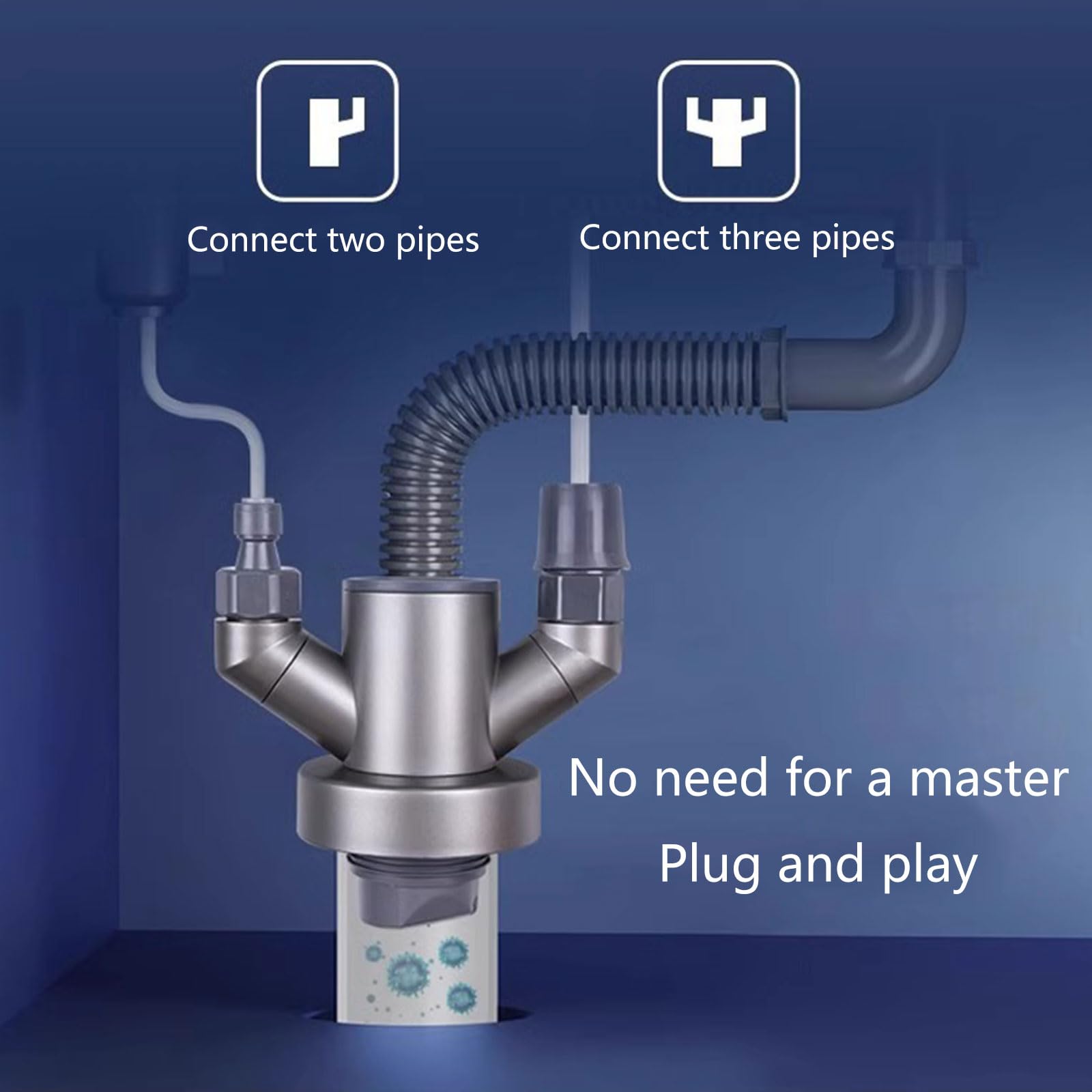XIAOQENAN Effective Drainages Solution Smell-Proof Triples Sink Connector Drain Interfaces Simple Install for Bathroom