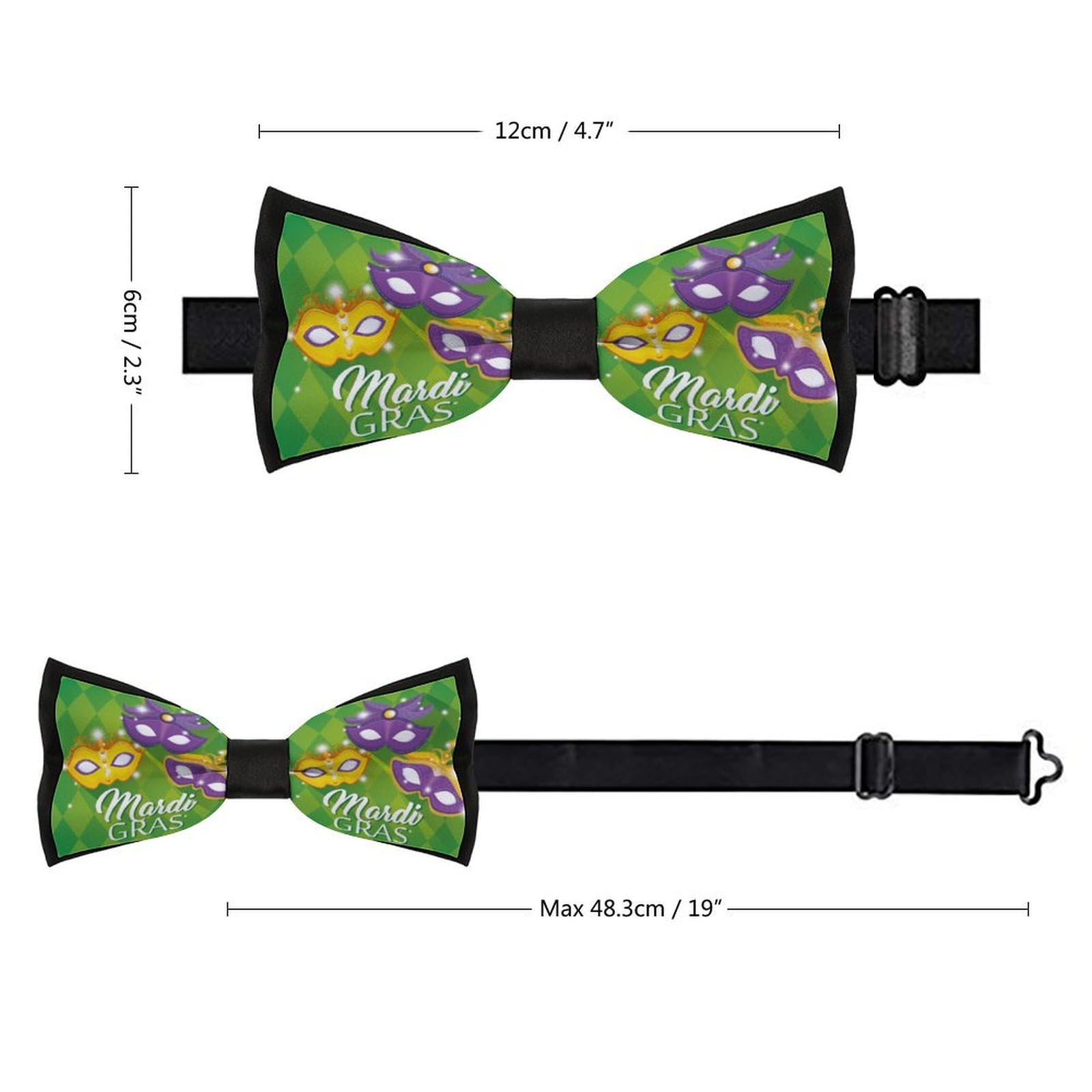 Mardi Gras 2023 Bow Tie for Men Adjustable Necktie Funny Tie Neck Ties for Weddings Party