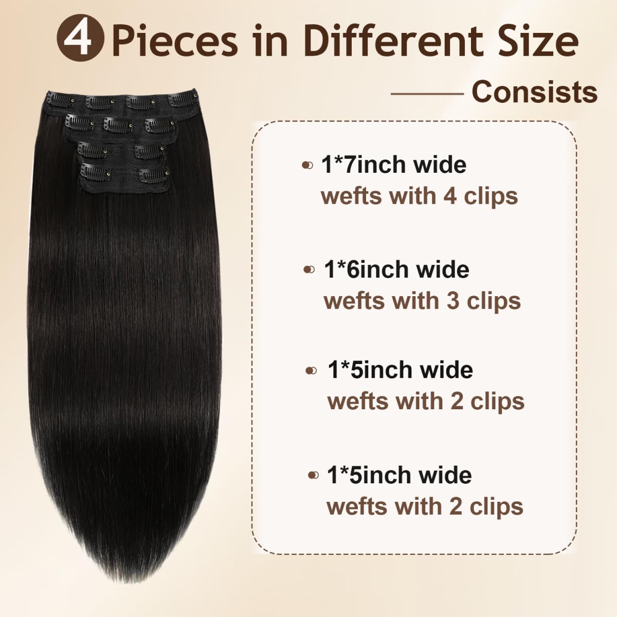 POGINJA Remy Human Hair Clip-In Extensions