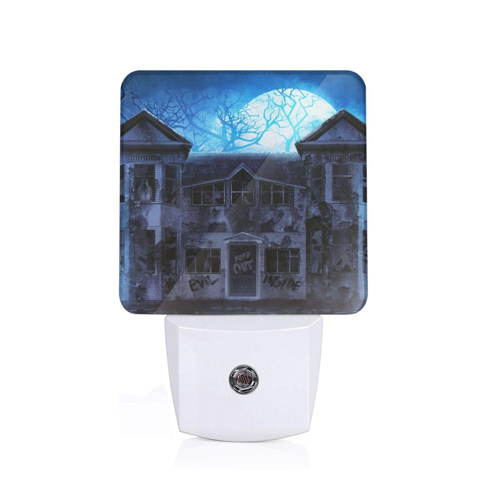Halloween Haunted House LED Night Light Plug in Walls Bedroom Night Lights with Dusk to Dawn Photocell Sensor Automatic Brightness Night Lamp for Corridor