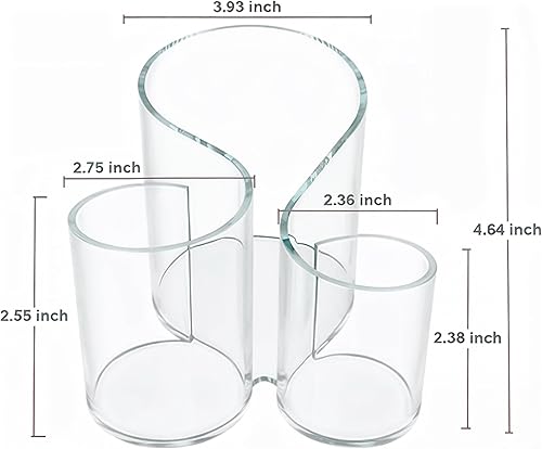 Miniatura 2 de Soporte acrílico para brochas de maquillaje  Organizador de 3 compartimentos para tocador, brochas de maquillaje, lápiz labial, paletas y