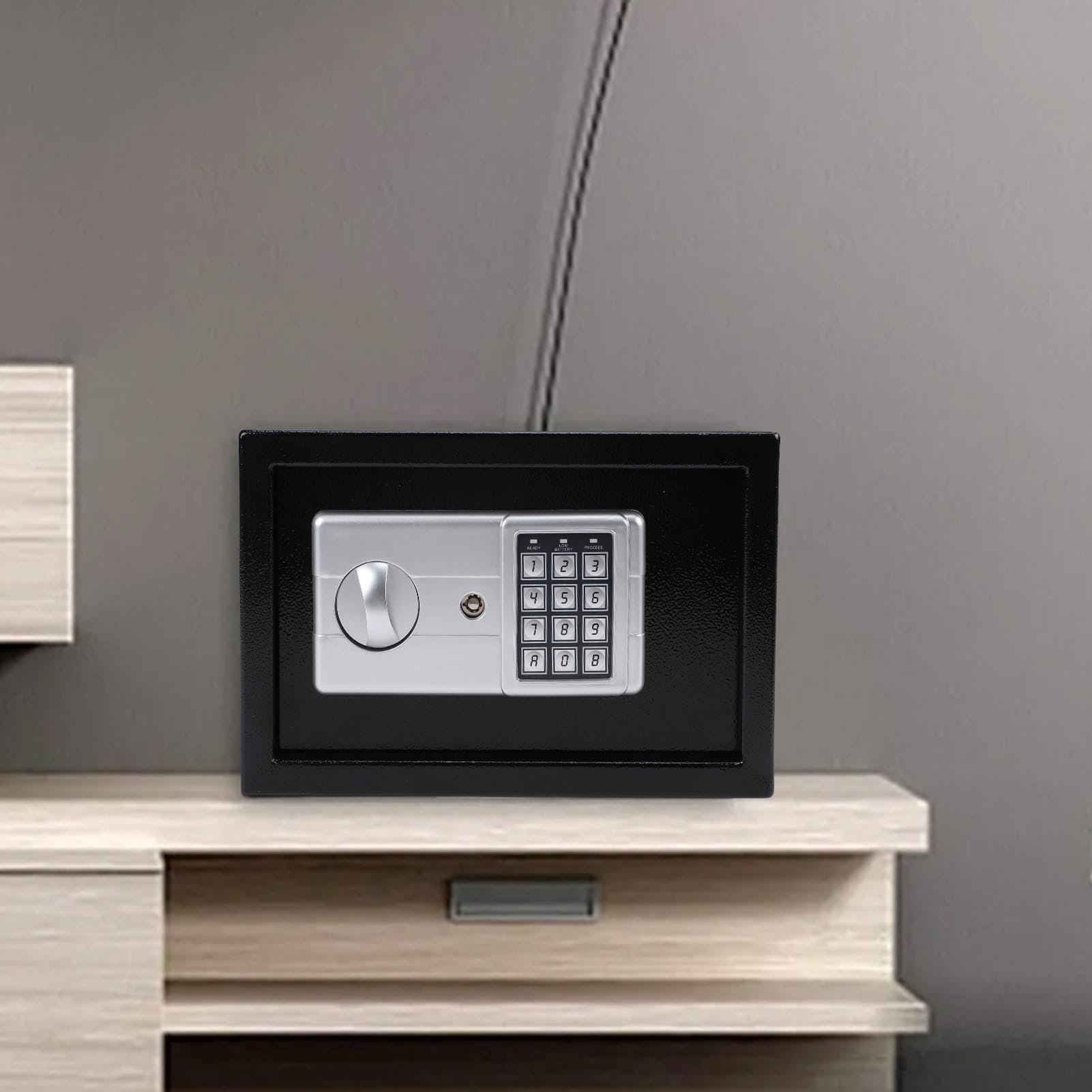 Luocute Cassaforte di Sicurezza Digitale, Piccola Cassaforte Elettronica in Acciaio Al Carbonio Spesso con Tastiera Programmabile e Chiavi di Ricambio, Cassetta degli Attrezzi Digitale
