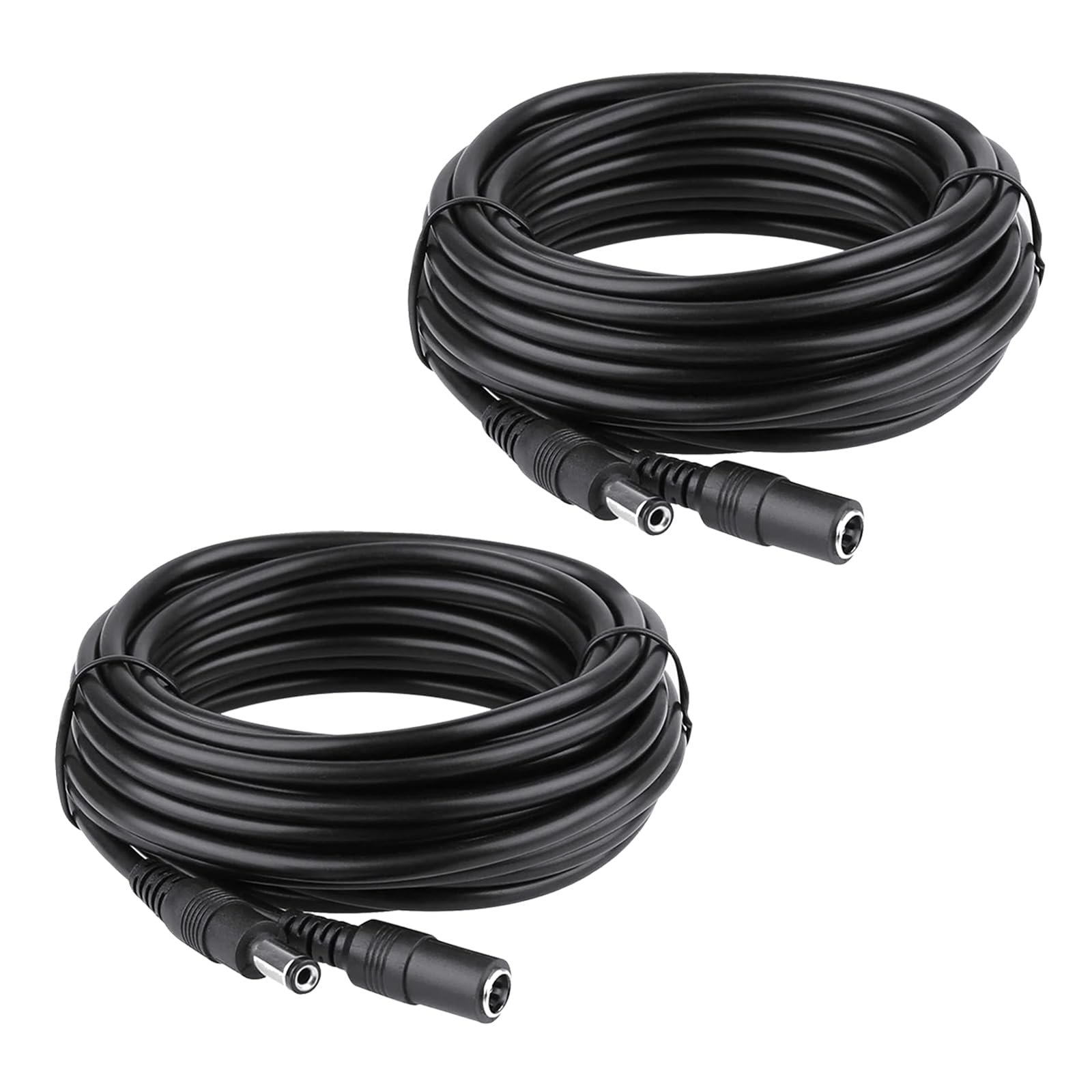 Auroh 12V DC Extension Cable 5M Black 2 Pack - 5.5x2.1mm for CCTV & LED