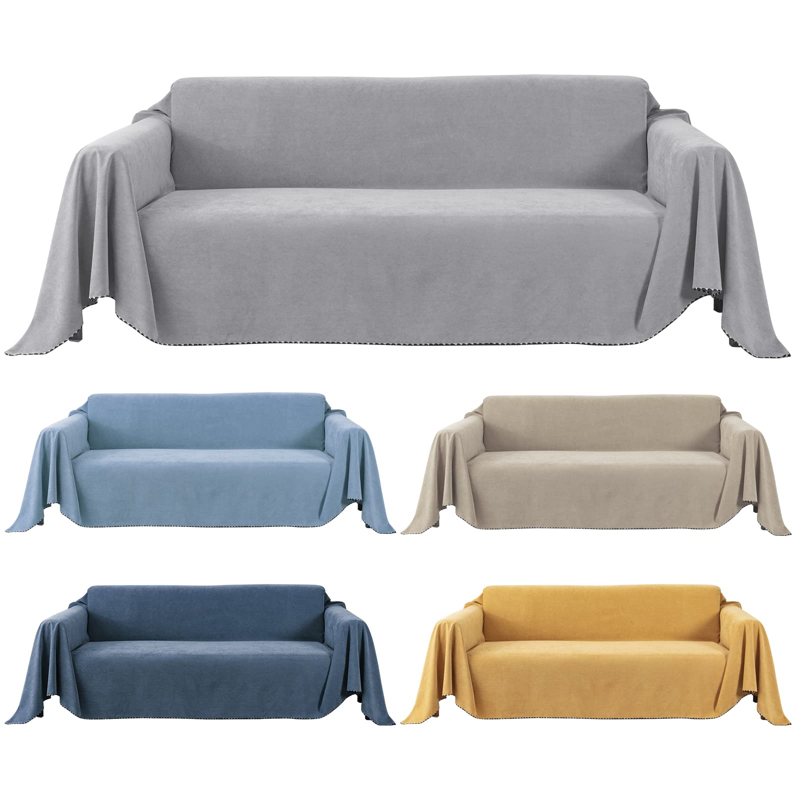 Foreate Waterproof Couch Cover Sectional Sofa Cover Couch Cover Blanket - Cat Scratch Furniture Protector Dog Couch Cover Protector Machine Washable, 71'' x 118'', Light Grey