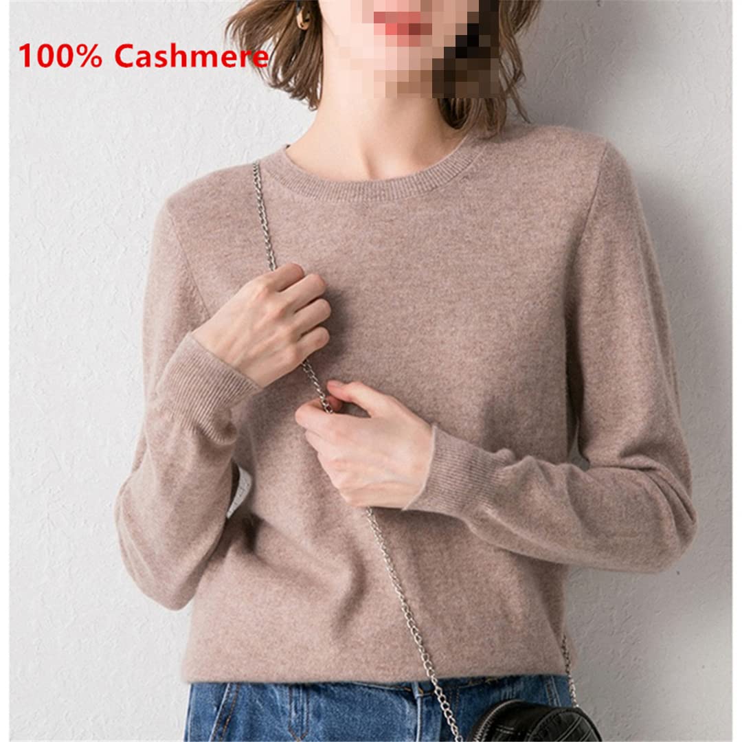 Ruereuu Pullover da donna in cashmere Maglione O Collo Pullover