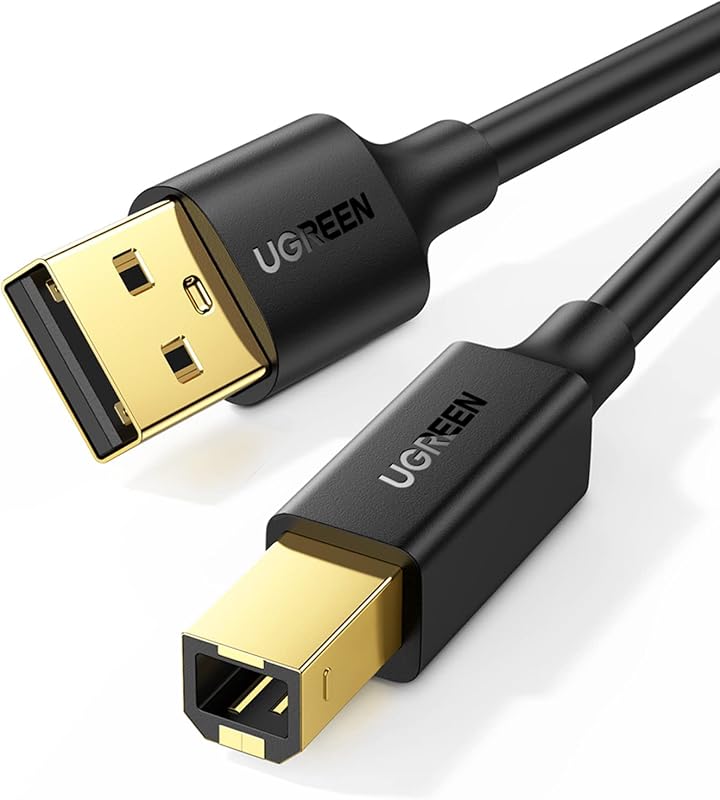 UGREEN Cable de impresora USB A a B de 6,6 pies, alta velocidad para HP Canon Brother | Transferencia de datos de 480 Mbps, Plug and play, PVC duradero, funciona con HP, Canon, Brother, Samsung, Dell, Epson, Lexmark y más