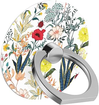 Phone Ring Holder Grip, Village Road Flowers Cell Phone Ring 360 Rotate Metal Finger Ring Socket Grip Kickstand Compatible with Most of Phones, Tablet and Case