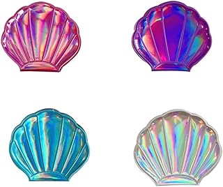 Lurrose - 4 custodie in pelle a specchio per il trucco a specchio con specchio (argento, rosa, viola, blu)