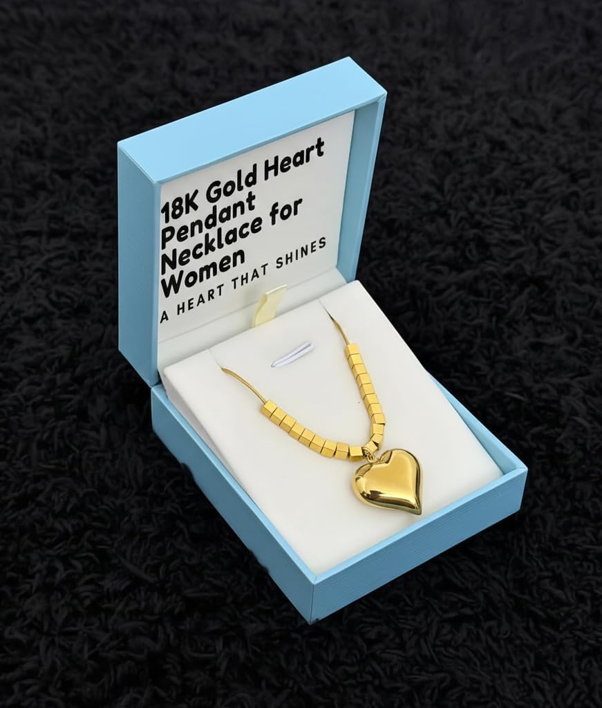 18k Puffy Gold Heart Necklace for Women - Stylish and Hypoallergenic Heart Necklace, Everyday Jewelry, Tarnish-Resistant and Durable, Great Gift for Any Occasion - Image 6