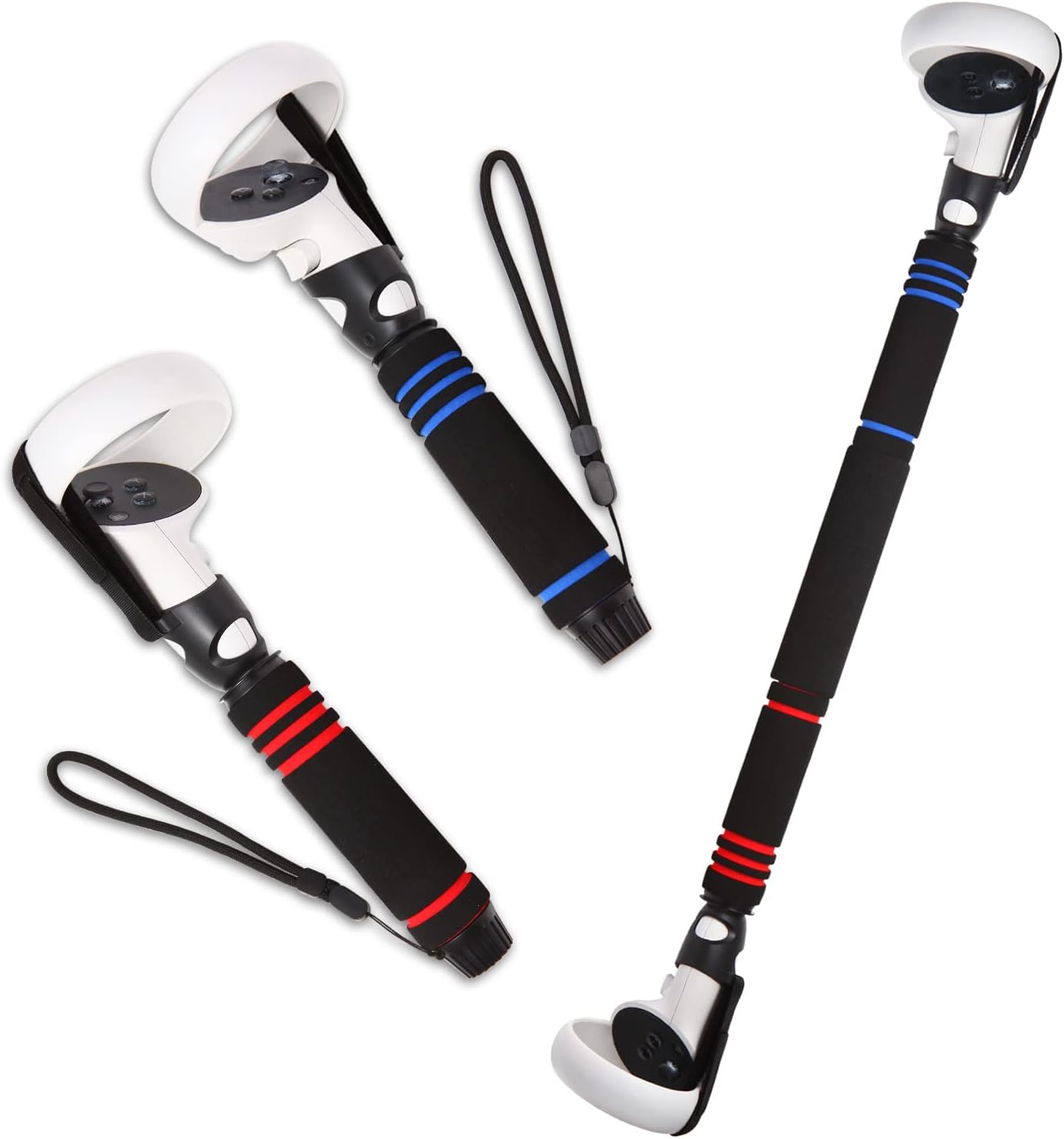 VR Game Handle Attachments for Oculus/Meta Quest 2 Handles,2 in 1 Upgraded Multipurpose VR Dual/Long Stick Handle Extension Grips for Quest 2 Controllers Playing BeatSaber Games