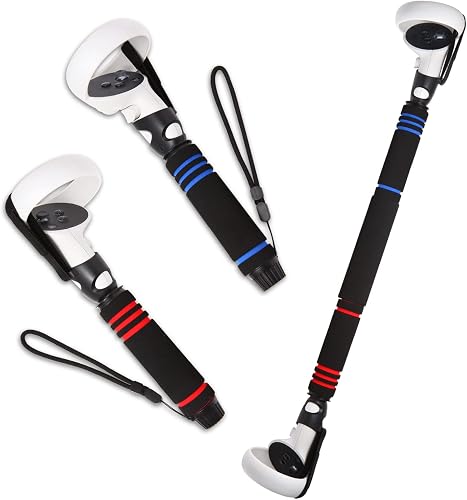 VR Game Handle Attachments for Oculus/Meta Quest 2 Beat Saber Handles,2 in 1 Multipurpose VR Dual/Long Stick Handle Extension Grips for Quest 2 Controllers Playing BeatSaber Gorilla Tag Games