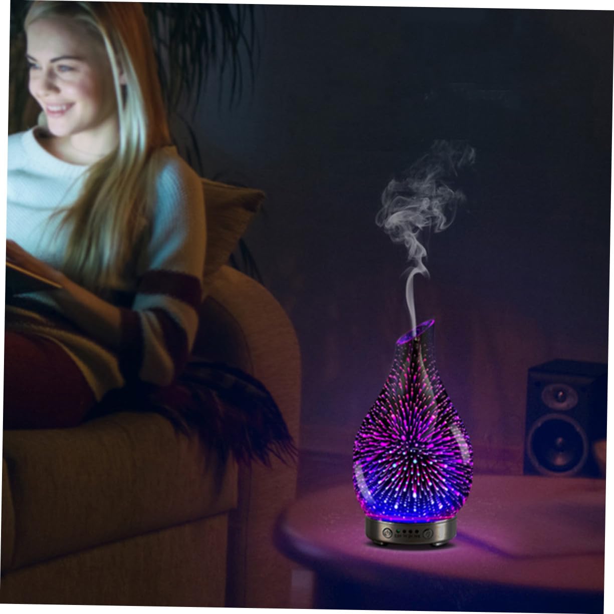 Difusor Capacidad Menor a 1 L de Aromaterapia 3D Luz Nocturna de Vidrio y Humidificador Práctico Seguro para Oficinas y Centros de Recepción