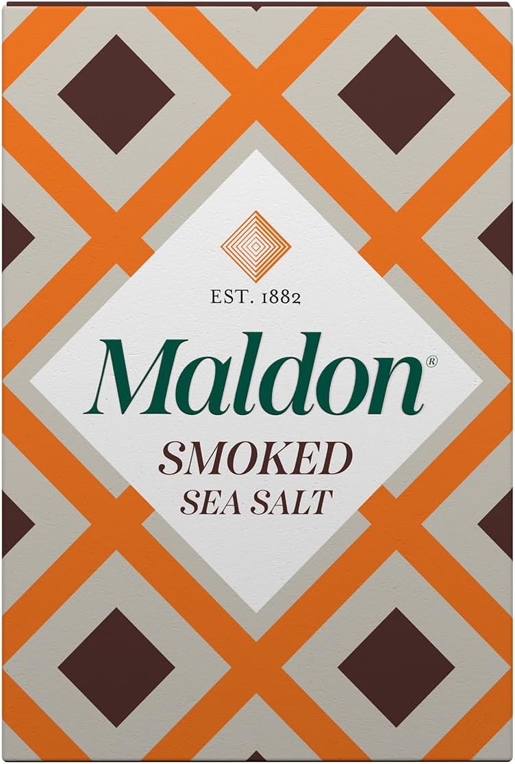 Smoked Sea Salt Flakes - Unique Pyramid Shaped Salt Flakes - Gently Smoked Over Oak - Perfect for a Wide Range of Dishes, Hand-Harvested for Four Generations - 125g Box