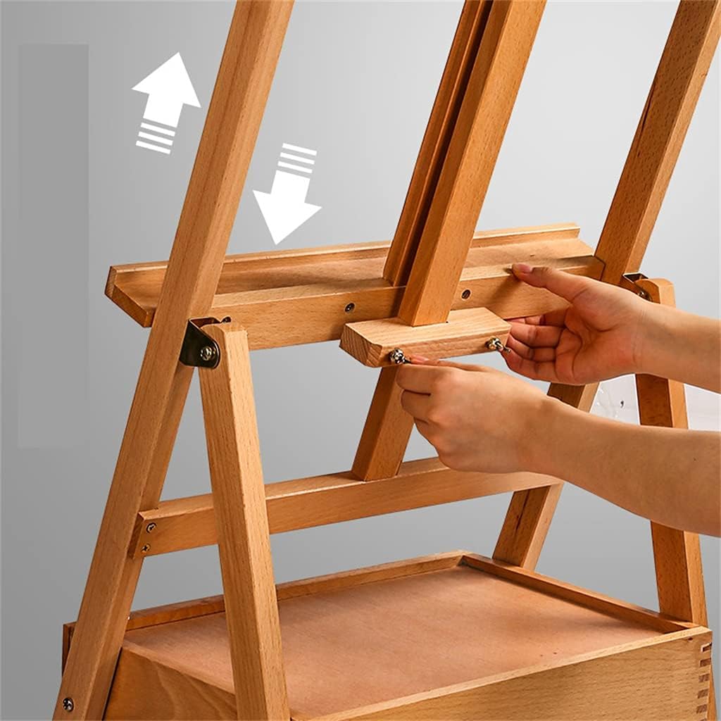 HBJWOV Adjustable Beech Easel for The Artist Painting Sketch Easel Drawing Table Box Oil Paints Easel Table Art Supplies for Painting