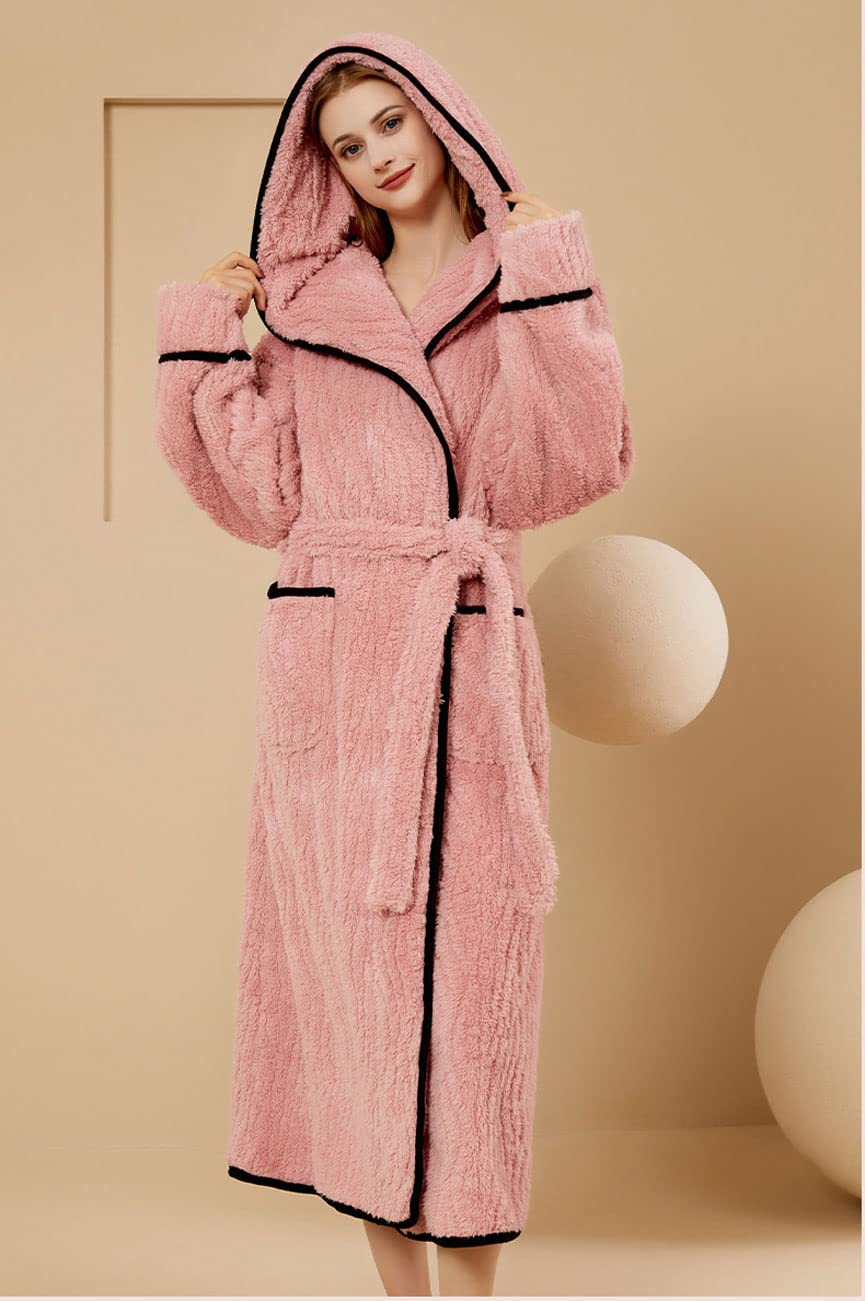 Szlafroki Damski szlafrok kimono z długim rękawem i kapturem, różowy ML XL