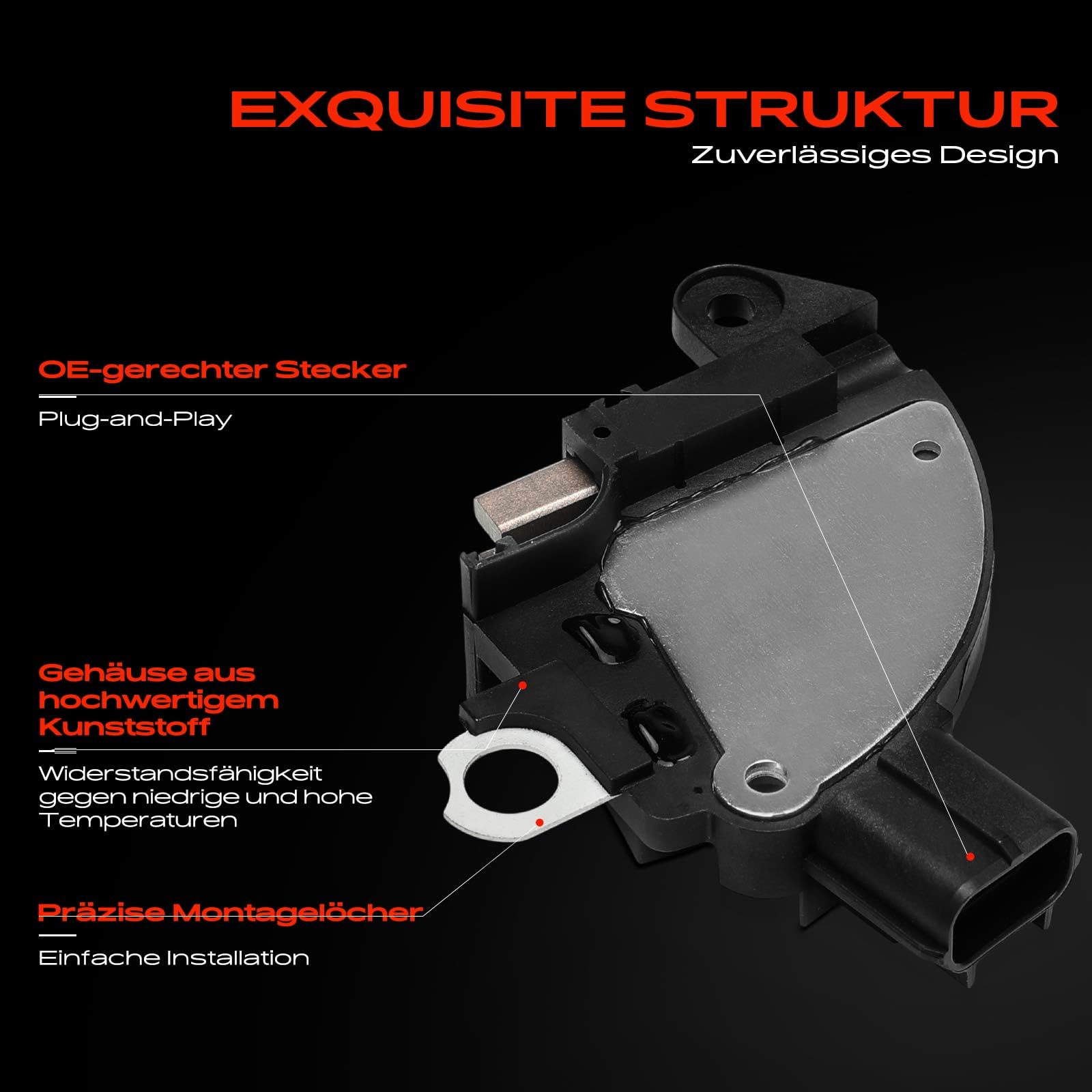 Frankberg Regulador de alternador regulador de generador 3 polos | Compatible con: Torneo Focus II DA DS FFS, Focus II Saloon DB DH FCH, Focus II DA DP HCP, Enfoque DAW DBW