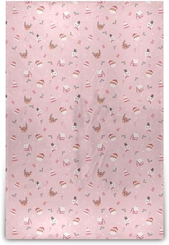 FRODOTGV Manta de franela rosa con patrón de símbolo navideño para todas las estaciones, manta ligera y acogedora de 60 x 90 pulgadas para cama,