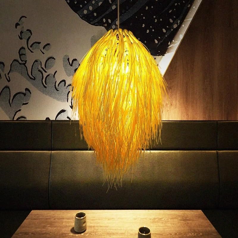 Luminaire créatif rotin lustre en bambou tissé haut de gamme
