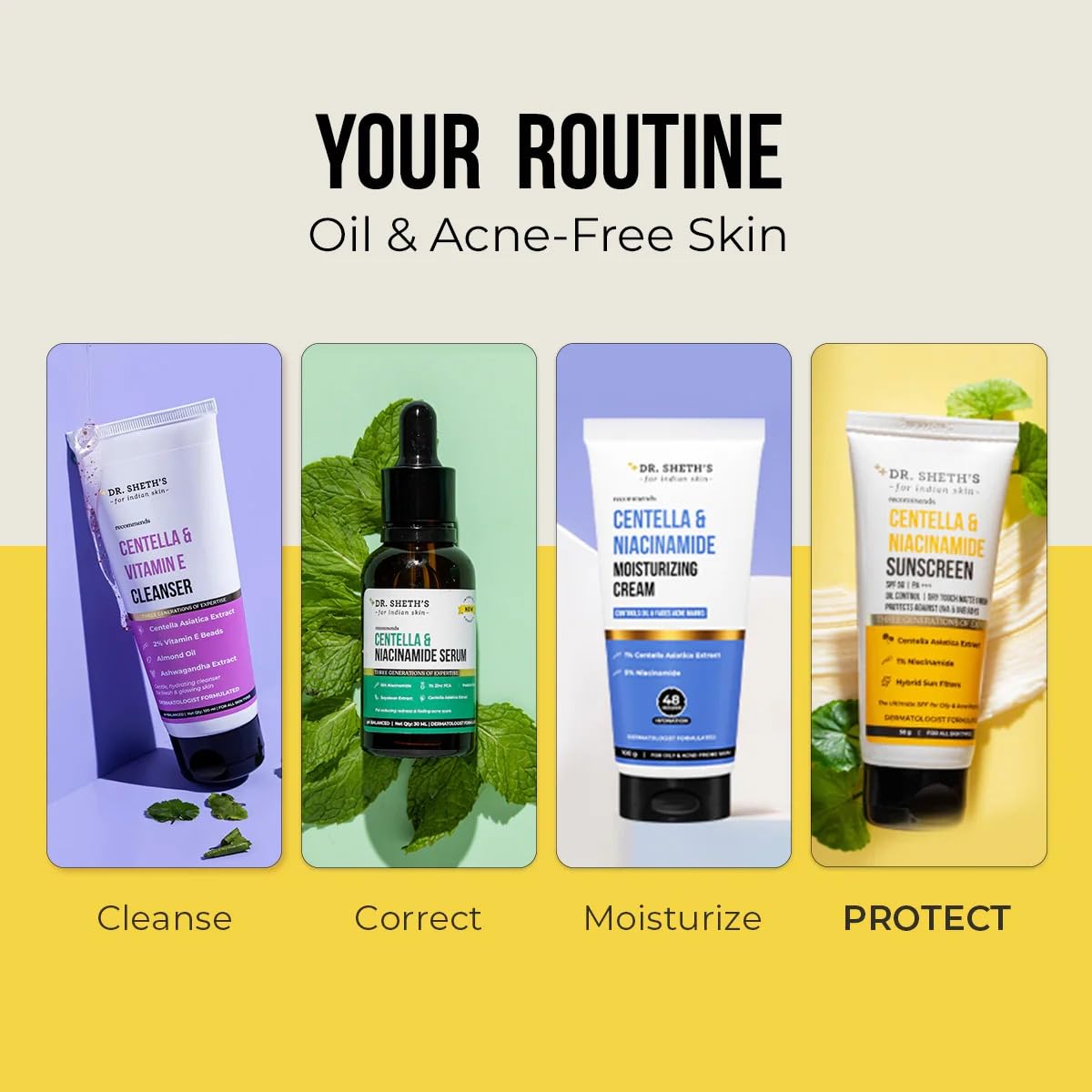Dr. Sheth's Centella & Niacinamide Oil-Free Matte Sunscreen SPF 50 PA+++, for Oily & Acne-Prone Skin | In-Vivo tested | Controls excess oil and Reduces enlarged pores | Light weight | Zero white cast | Non-Greasy | 50 g 4