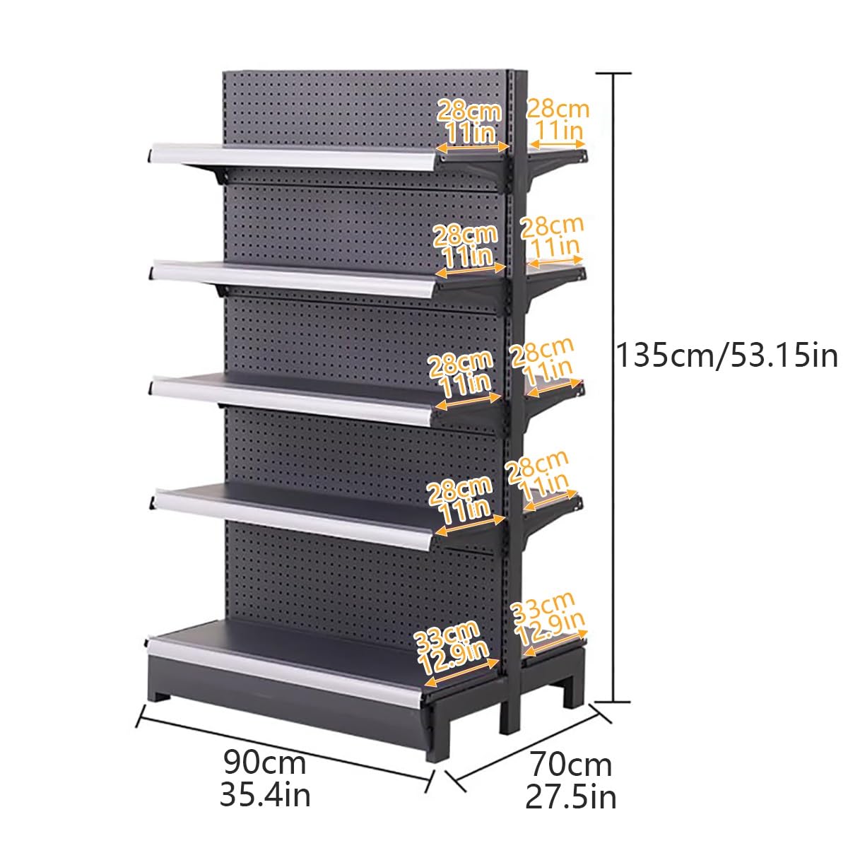 Doppelseitiges Gondelregal, Snack-Organizer für Einzelhandel, Convenience Store oder Bürobedarf, robuster Regalständer