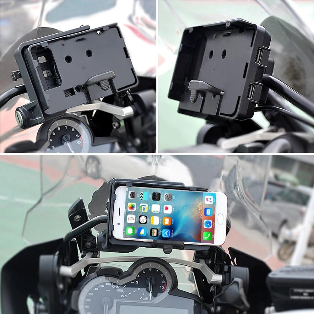 Dla, R1200GS LC i ADV 2013-2019 R1250GS stojak na motocykl uchwyt na telefon komórkowy telefon komórkowy GPS uchwyt płytowy uchwyt na telefon USB Uchwyt na telefon motocyklowy(A)