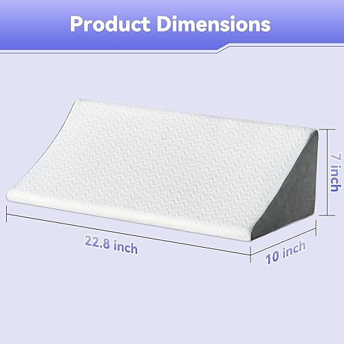 Miniatura 7 de Vekkia Almohada de cuña para dormir de lado, almohada ergonómica de apoyo de espalda con espuma de alta densidad para apoyo en el embarazo, dolor de