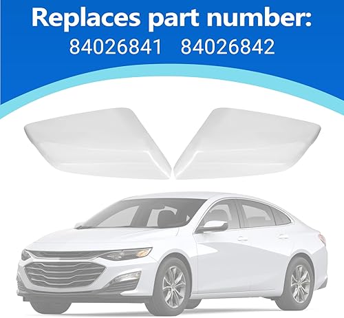 Miniatura 3 de 1 par de cubiertas de espejo lateral para Chevy Malibu 2016-2025 lado del conductor del lado del pasajero, color blanco, reemplaza 84026842 84026841