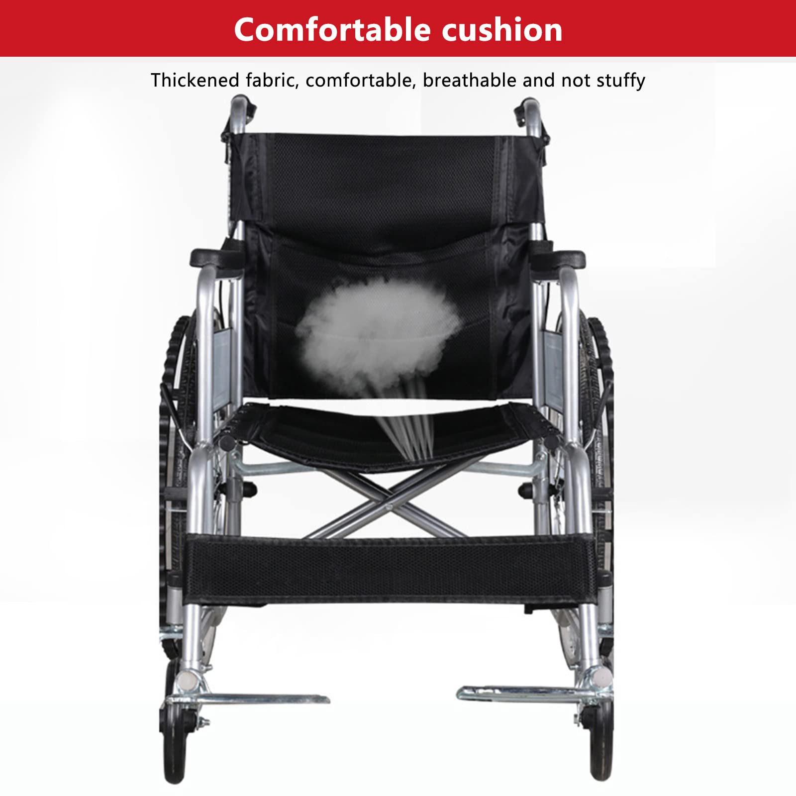 Sedia a rotelle Pieghevole Leggera,Sedia di Trasporto Pieghevole per Adulti,Sedia a rotelle da Trasporto Leggera con Freno a Mano,con Freno a Mano,per Un Comfort Extra,Nero,Black