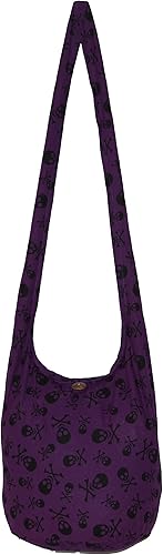 Miniatura 9 de Bolso cruzado bohemio con diseño de calavera estilo bohemio hippie gótico 33 pulgadas color negro Negro, Blackdarkyellow, Negro, rosa, Azul Oscuro