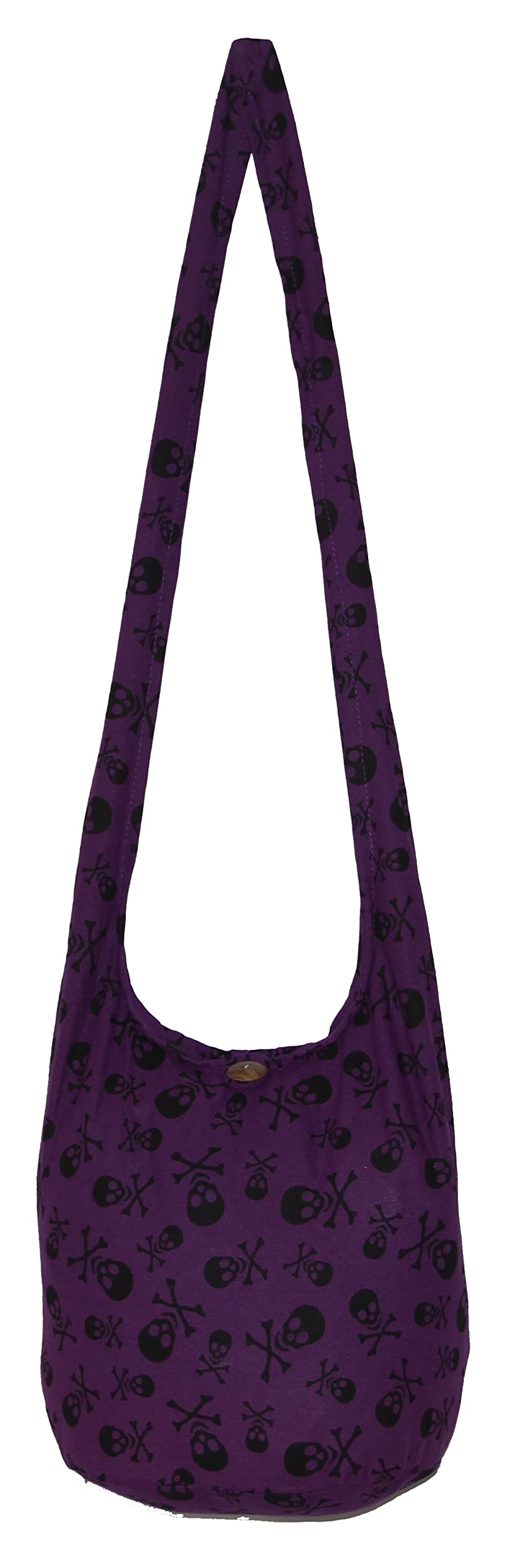 All Best Thing Skull Bohemian Boho Hobo Hippie Gothic Crossbody Bag Purse 33" Black, Darkpurpleblack
