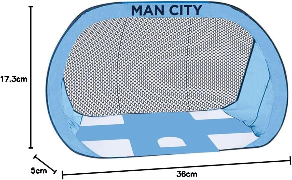 Hy-Pro Licensed Manchester City F.C. 4ft x 3ft 2-in-1 Target Pop Up Soccer Goal & Net – Portable Soccer Net with Carry Bag, Football Training Equipment, Foldable Goal for Garden & Indoor Use