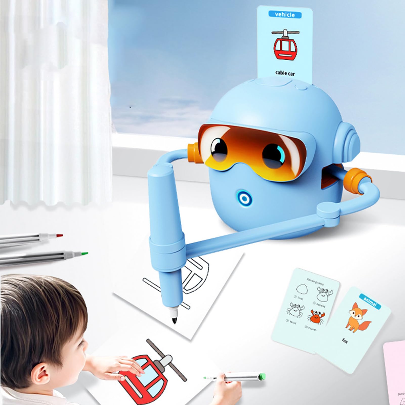 Robot Da Disegno Per Bambini - Giocattolo Educativo Creativo Per Imparare A Dipingere Con 100 Carte | Macchina Artistica per Pittura Automatica - Ideale per Bambini Ragazze Ragazzi Famiglie
