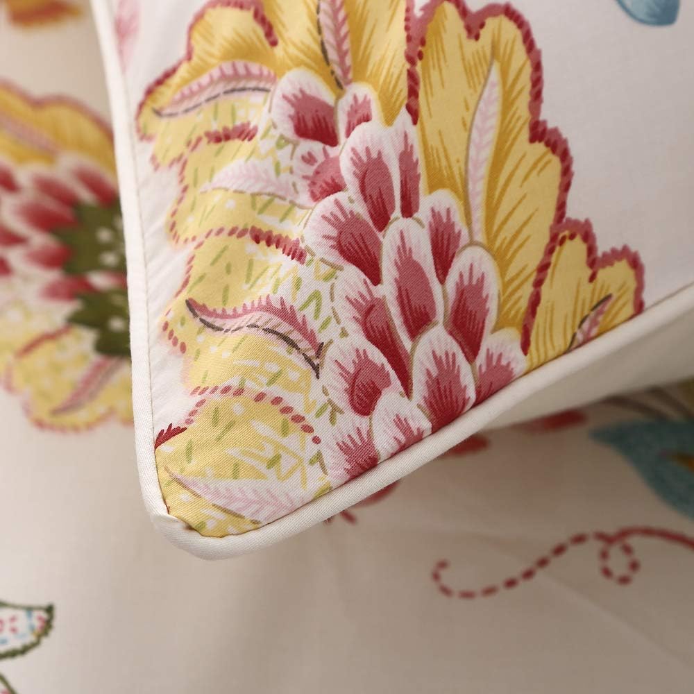 USTIDE Shabby Floral Duvet Cover Set 3-Piece Farmhouse Vintage Cotton Bedding King 230x220cm Blossom Comforter Set - Image 4