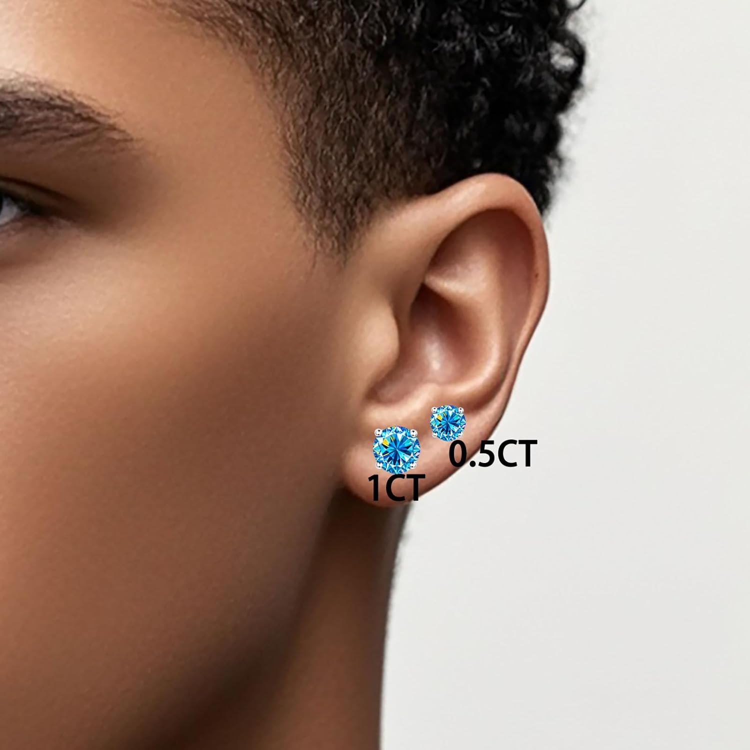 Moissanite Earrings,2ct D Color VVS1 Clarity Solitaire Round Cut Earrings S925 Sterling Silver for Women Men Moissanite Stud Earrings - Image 6