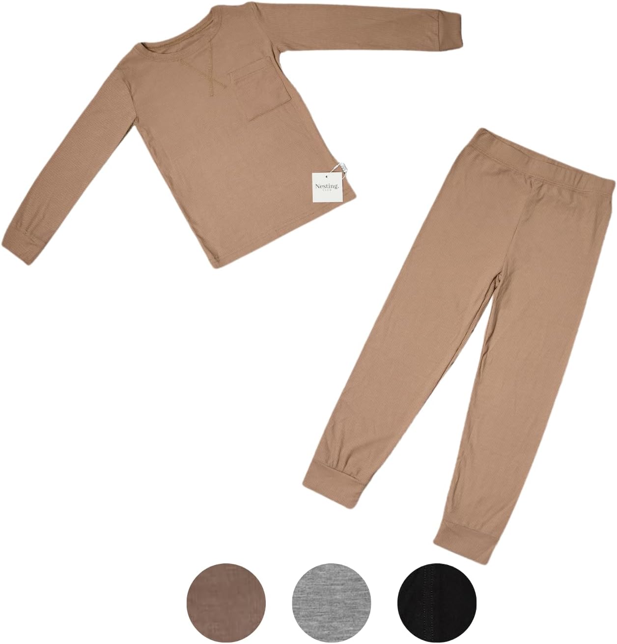 Ribbed Bamboo Toddler & Children Pajama & Loungewear Set, 18-Months to 6Y Gender Neutral Essentials