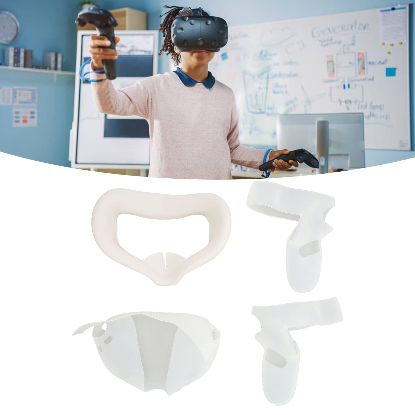 Funda de Silicona 4 en 1 VR para 2, Juego de Accesorios VR, Kit de protección Completa con Agarre Antideslizante y
