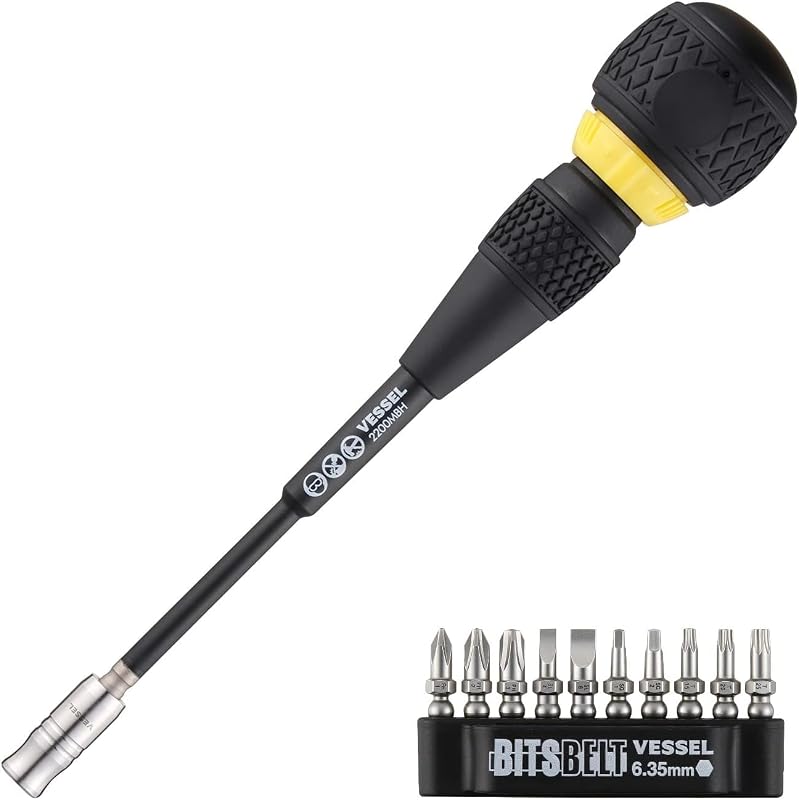 Chave de Fenda com Catraca e Bits Intercambiáveis VESSEL BALL GRIP 10 Peças