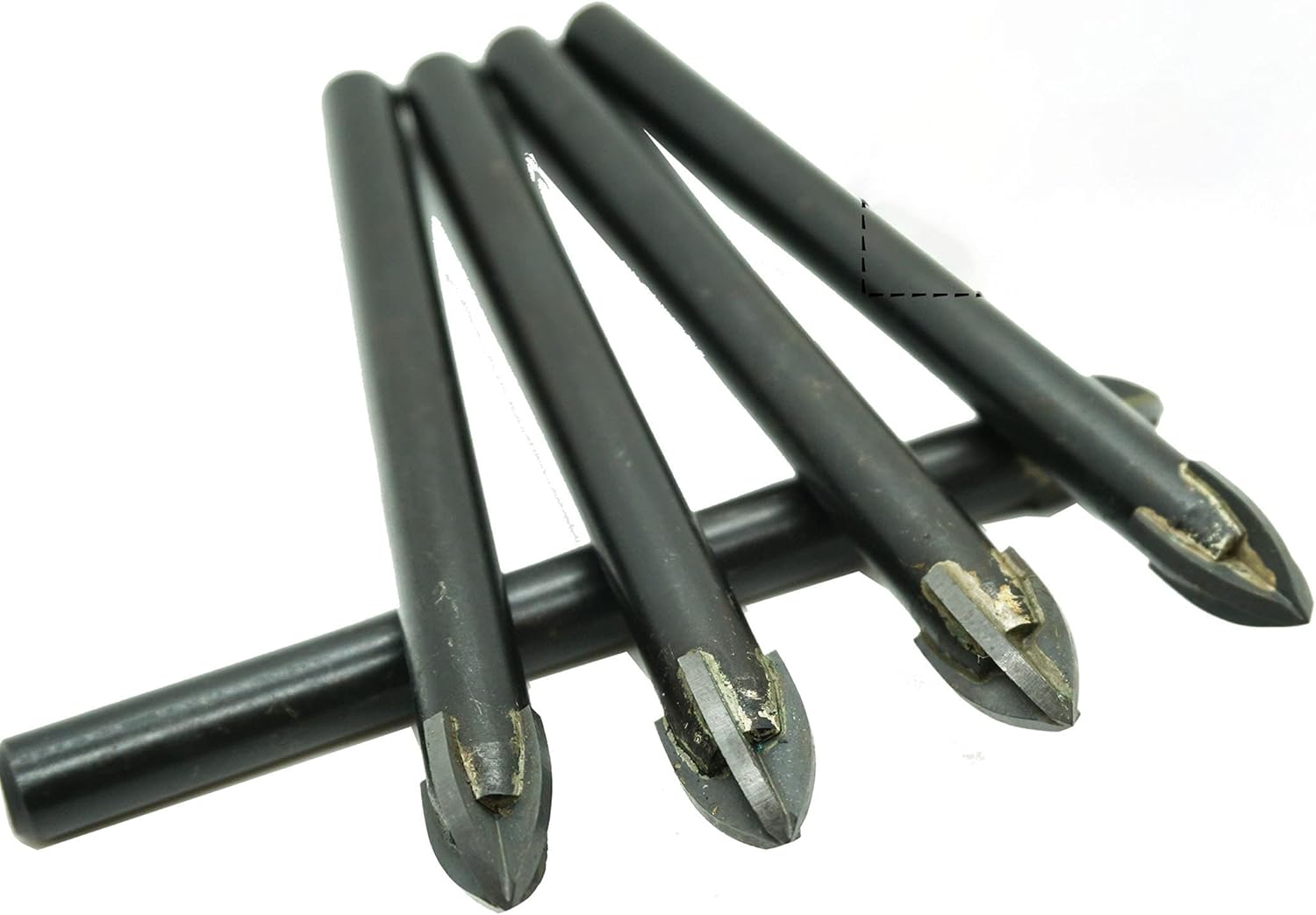 Romax Glass Drill Bit 3/8 inch, Tile Drill Bit 3/8 inch, High Temperature Brazed Carbide Tips, Cross Spear Head Reduces Breakout, Drilling Bottles, Marble, Ceramic and Mirror | 10 mm x 5 Piece