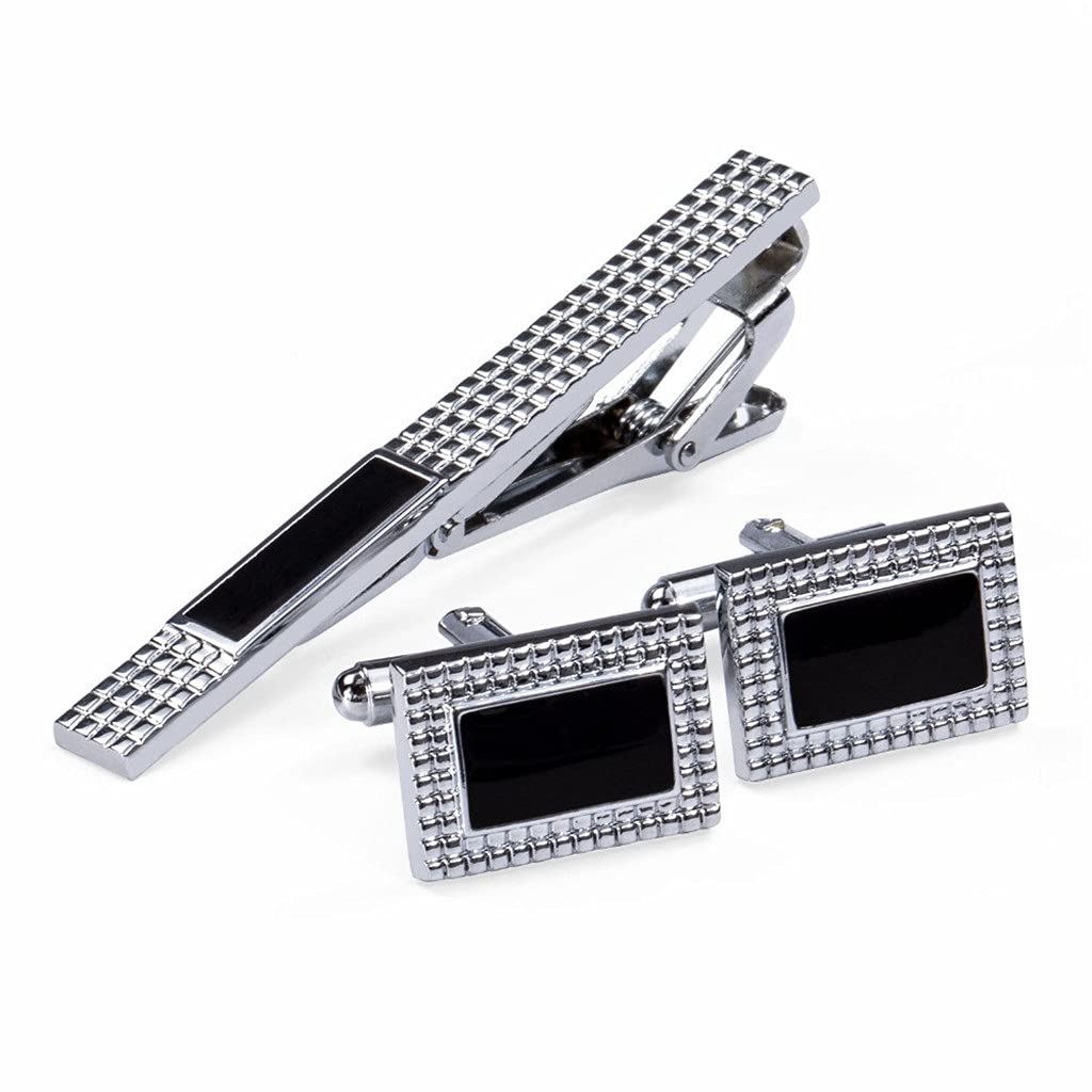 Manschettenknöpfe, Krawattenklammer für Krawattennadel für Herren, klassisches Muster, Krawattennadel, Manschettenknöpfe, Krawattenklammer-Set