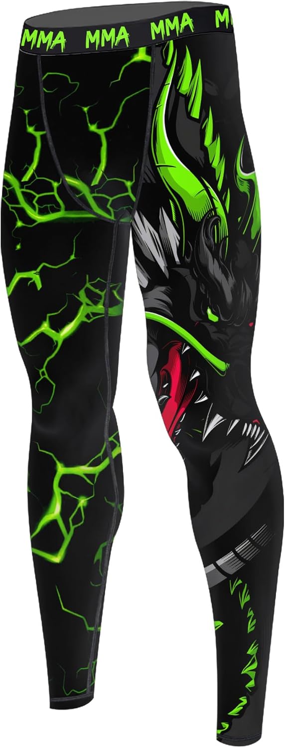 Men's Compression Pants Active Athletic Quick Dry Base Layer Leggings Spats for BJJ Running Gym Yoga MMA