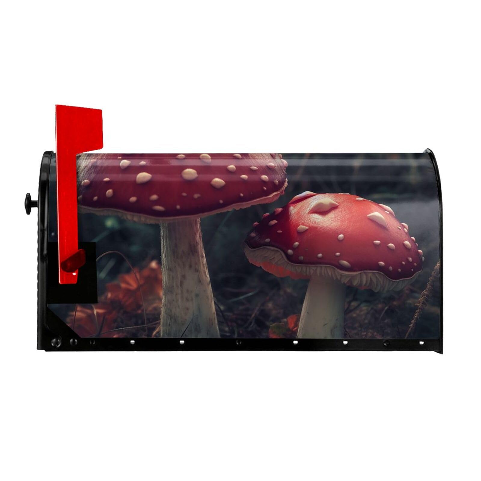 Housse de boîte aux lettres champignon rouge décor jardin et cour 65x53cm