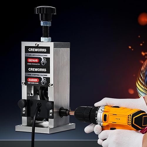 Miniatura 3 de CREWORKS Máquina pelacables manual, máquina peladora de cables de 0.06"-1", herramienta de pelado de cables para alambre de chatarra de 0.059-0.984