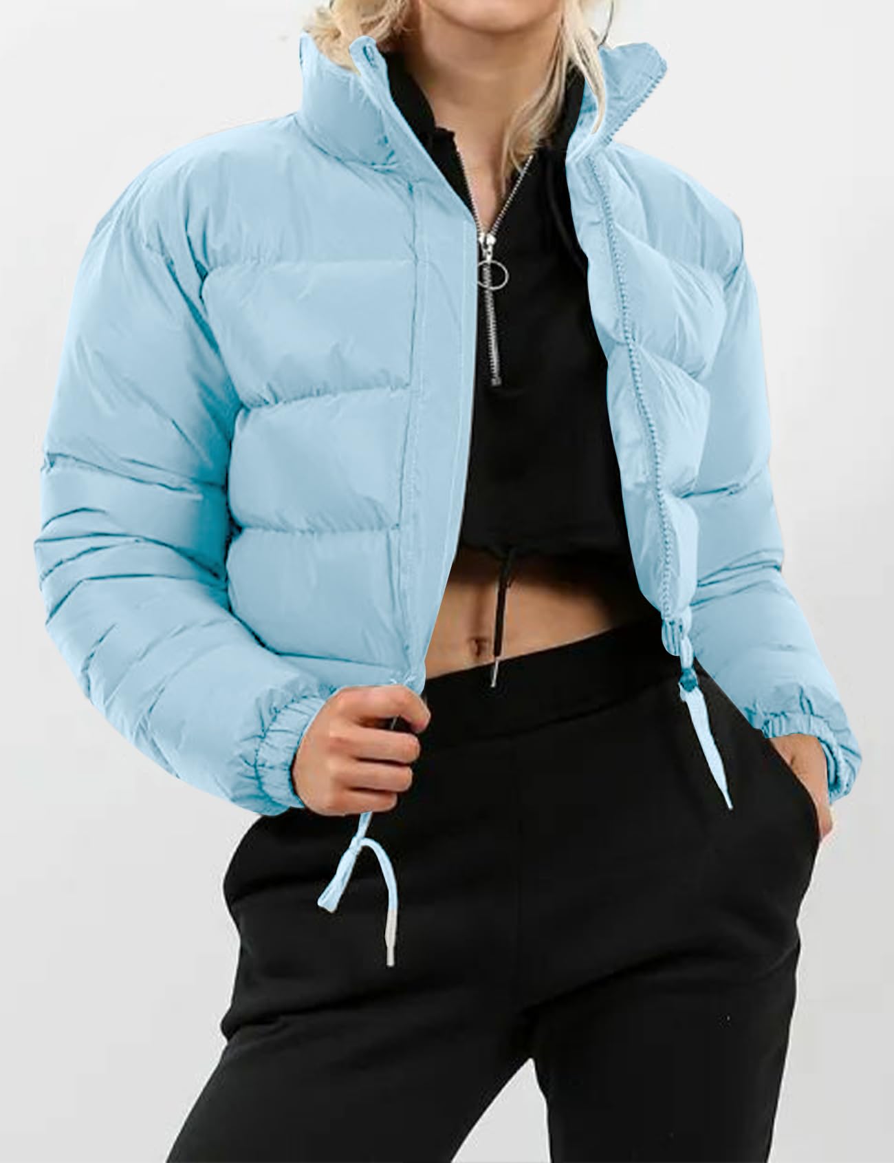 Gihuo Women' s Cropped Quilted Puffer Jacket Outerwear Coats