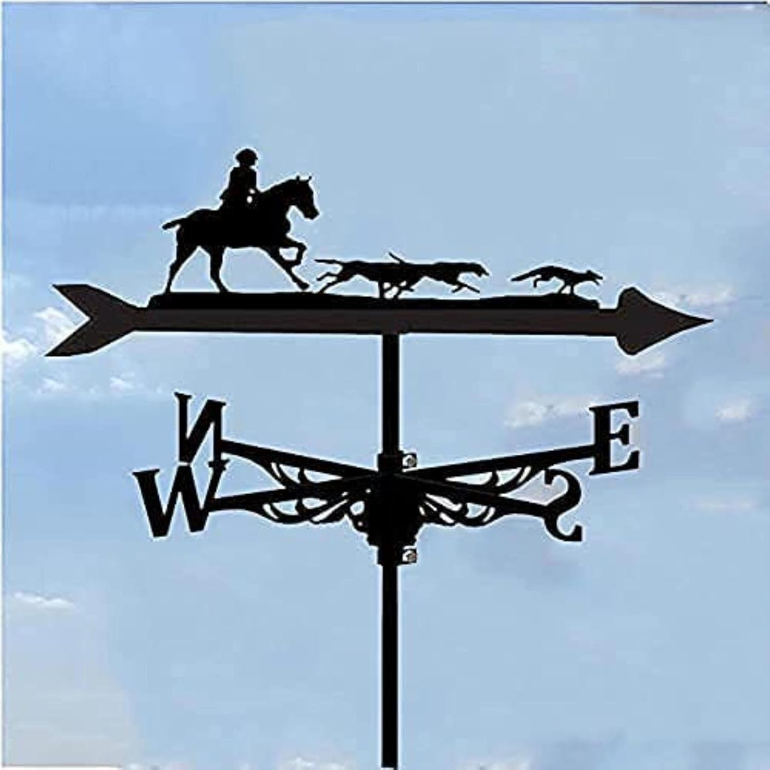金属風見鶏 動物馬の飾り 鉄製風見鶏 風見鶏 風向計 シーン ガーデン測定ツール 取り付けブラケット付き 耐食性